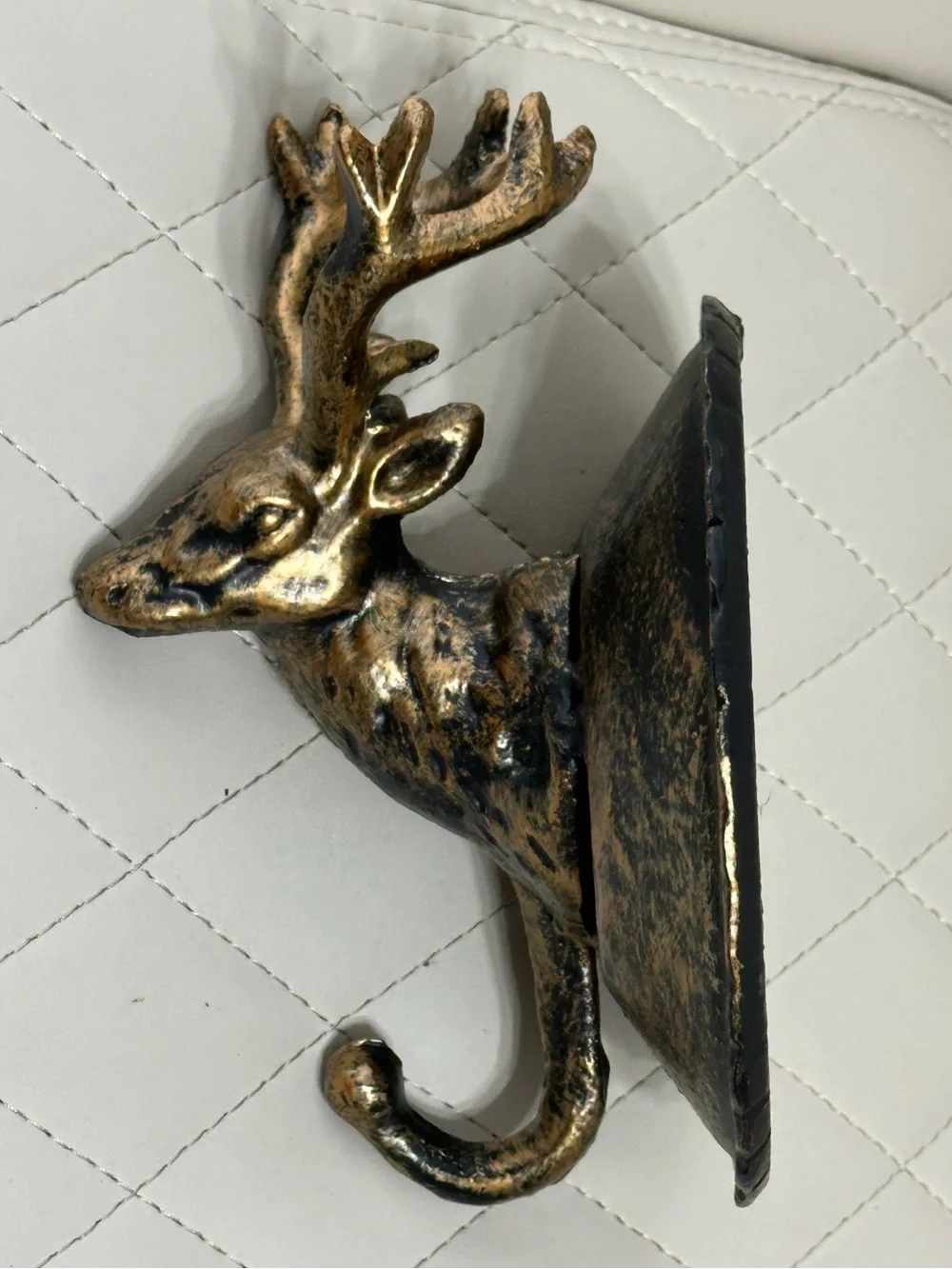Brass rustic deer head wall hook vintage style
